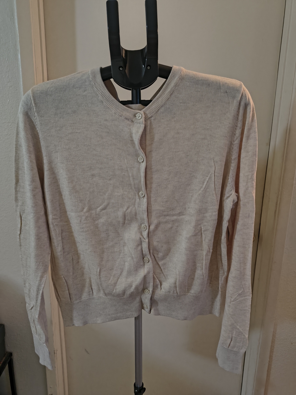 H&M Light Beige Crewneck Button Cardigan